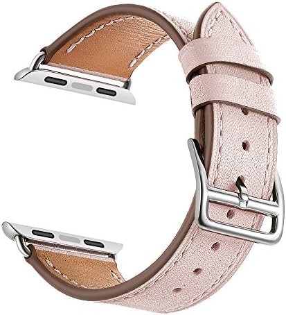 LEUNGLIK Watch Band for Apple Watch 38mm 40mm Watch Wristbands Dressy Classic Replacement Bands Compatible for iWatch Series 4/Series 3/Series 2/Series 1 with Sliver Stainless Steel Adapters(Pink)