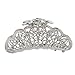 Lux Accessories Silver Tone Faux Rhinestone Special Occasion Hair Claw Clip