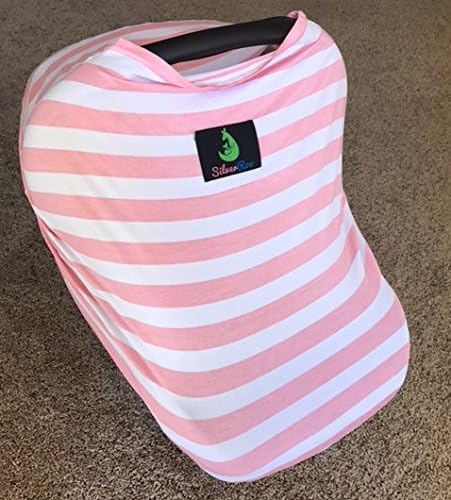 SilverRoo Baby Car Seat Canopy - Best Wind-proof Stretchy Baby Carrier Cover - Breathable Fabric - Perfect Protective Custom Fit for Seats - Unique Innovative Non-slip Set - Shower Gift - Pink