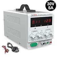 Dr.meter 30V/5A DC Bench Power Supply Single-Output 110V/220V Switchable with Alligator Clip Included, US 3-Prong Cable,PS305DM