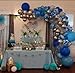 Mayen 40 Pcs 12 Inch Blue Silver White Balloons Set, Silver Confetti and Blue Agate Marble Balloons Royal and Light Blue White Latex Balloons for Birthday Party Decorations Baby Showers Graduation