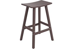 WO WESTIN OUTDOOR WO Home Furniture Saddle Stool 29"-Inch Adirondack HDPE Backless Patio Kitchen Bar Stool Seat (Dark Brown)
