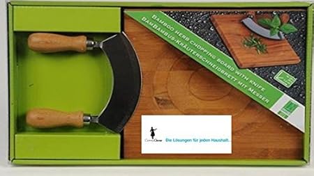 Kräuterbrett Bambus Schneidbrett Schneidebrett Wiegemesser Kräutermesser