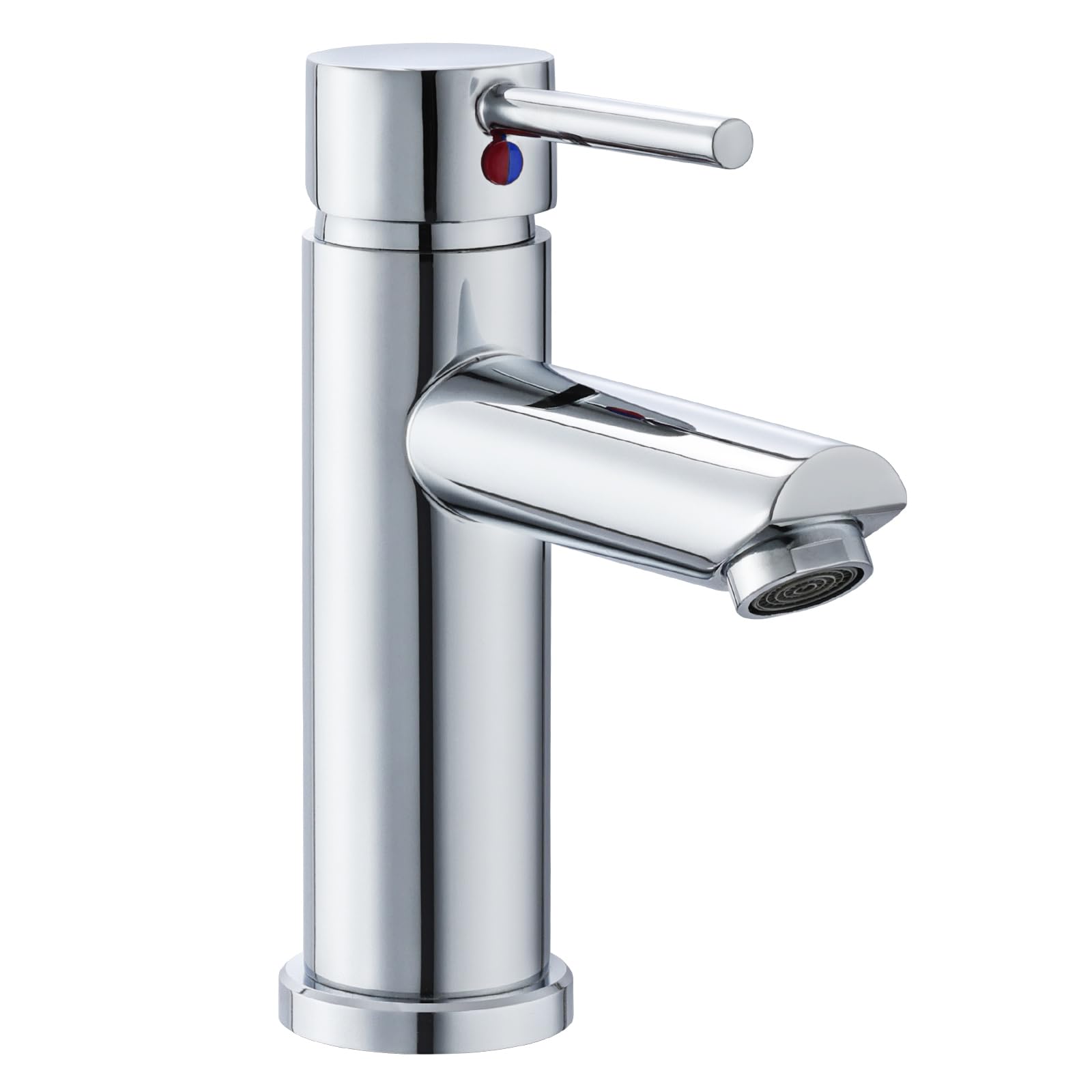 Peppermint Bathroom Sink Taps Basin Taps Mono Single Lever Bathroom Mixer Tap 1 Hole, Modern Basin Mixer Tap with Hot and Cold Hoses,Stainless Steel, Chrome