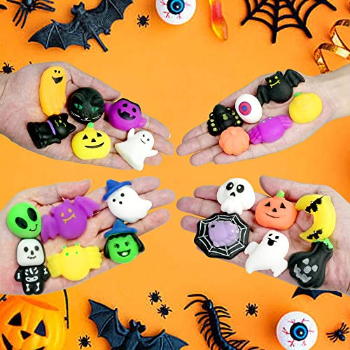 24 PCS Halloween Mochi Squishy Toys Squishies Halloween Toys for Kids Girls Boys Halloween Party Favors Halloween Treat Bags Gifts