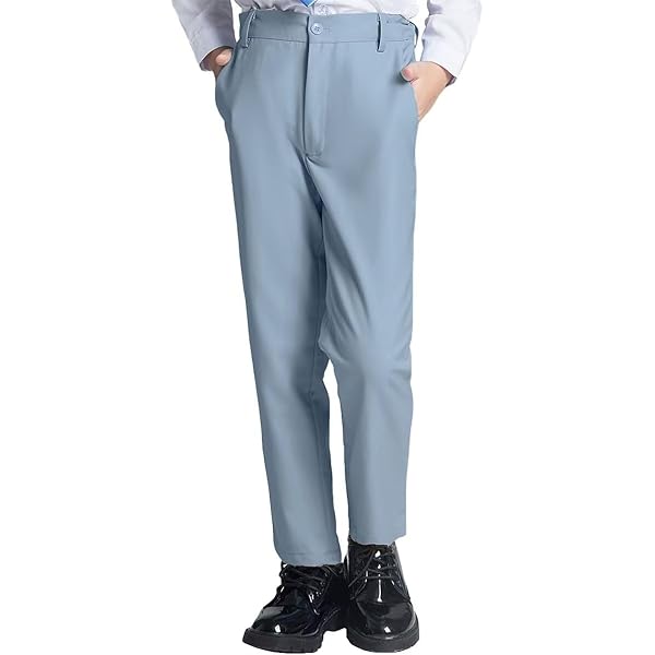 Amazon.com: ENVCDDV Boys Suit Pants Kids Dress Pants Flat Front Formal  Toddler Straight Leg Pant Wedding Ring Bearer School Uniform Dark Grey Size  2: Clothing, Shoes & Jewelry