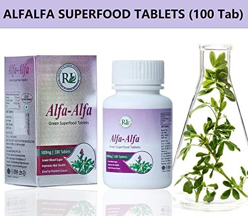 RLI Alfalfa Tablets - Quality Superfood Tablets, Mother of All Foods, High in Chlorophyll, For Weight Management, Hair Health & Digestion (100 Tablets)
