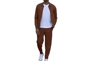 KUYIGO Men's 2 Piece Outfits Long Sleeve Full Zip Sweatshirt Casual Jogging Athletic Tracksuit Set Jacket Suit With Pockets
