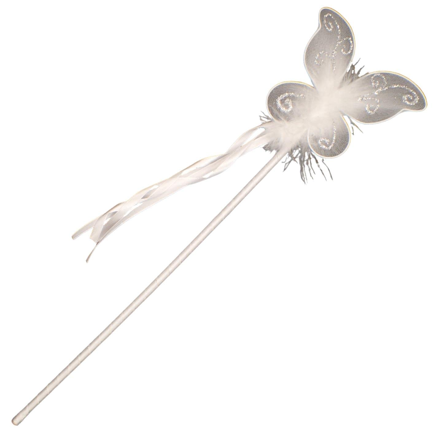 Topkids Accessories Fairy Wand for Dress Up Costume, Kids Princess Queen Wand Pretty, Sparkly Girls Dressing Up Wands, Fancy Dress Play Princess Wand Cute Kids Accessories (White Butterfly)