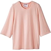 Women’s Open Back Adaptive Diamond Neck Top for Seniors - Super Soft 3/4 Long Sleeve Shirt