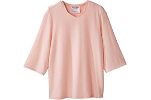 SILVERT'S ADAPTIVE CLOTHING & FOOTWEAR Women’s Open Back Adaptive Diamond Neck Top for Seniors - Super Soft 3/4 Long Sleeve Shirt