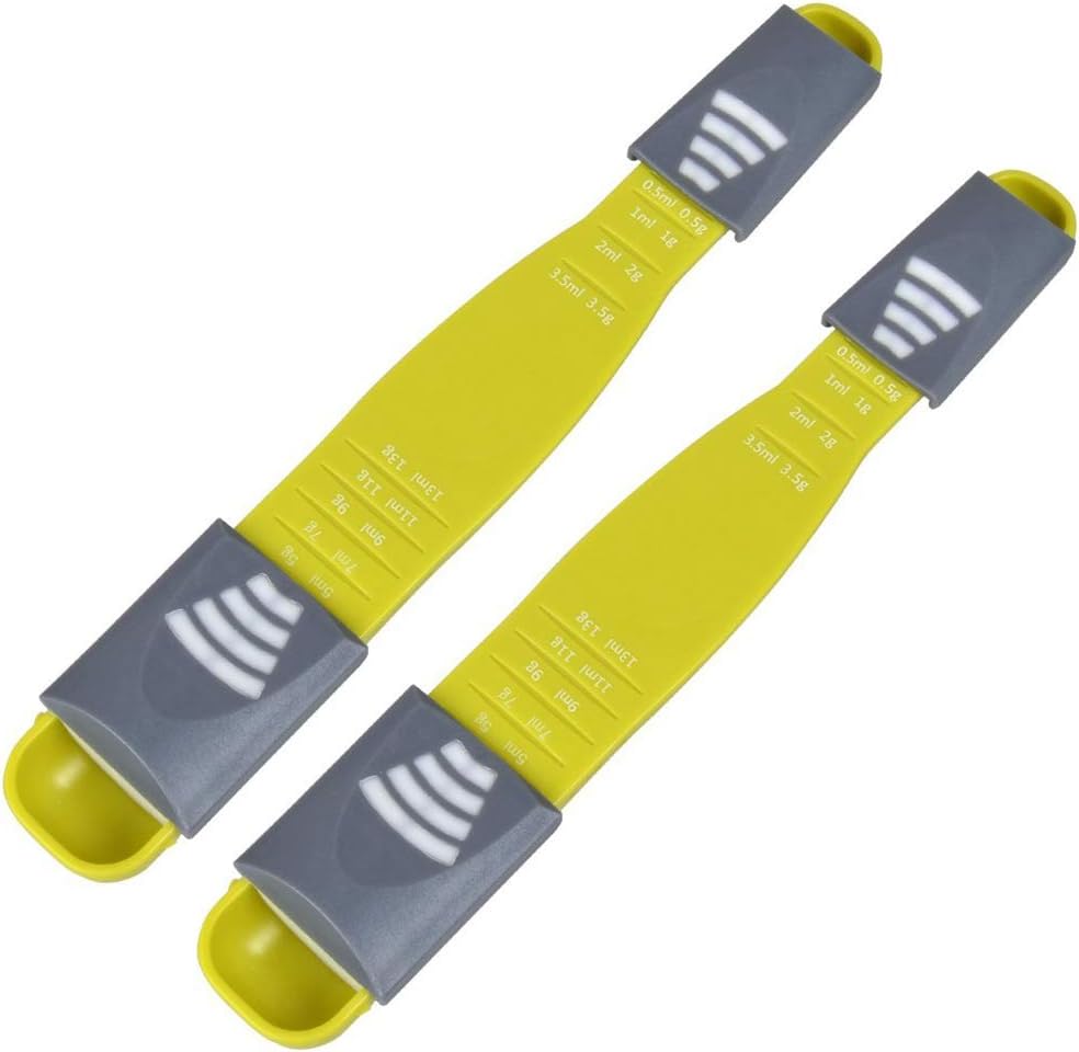 Measuring Spoon Adjustable,2 Pack Double Sided Metering Spoon for Dry or Liquid Ingredients,Gram and ML Measuring Spoon,Kitchen Metric Spoon for Baking,Cooking,Coffee,Sugar,Salt,Milk,Powder,Spices