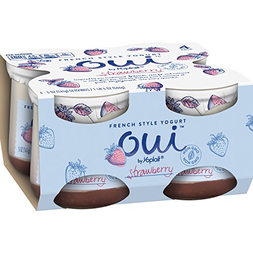Oui by Yoplait French Style Yogurt, Non-GMO, Gluten Free Yogurt, Strawberry, 5.0 oz (4 Count)