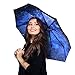 Bes High Grade Portable Sun Umbrella, Black Glue Anti UV Coating, Aluminum Alloy Umbrella Holder, Gift Boutique, Outdoor Sunshade, Sun Block, rain, Black Umbrella with Blue Sky Bottom.give Present