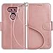 LG V20 Case,Arae LG V20 Wallet Case with Kickstand and Flip Cover, Rose Gold