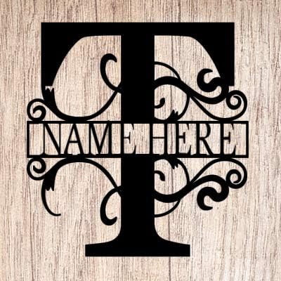 AJD Designs Personalized Last Name T Door Hanger - 20" Metal Monogram Door Hanger- Metal Last Name Sign - Split Letter Monogram - Initial Door Wreath - Last Name Wall Decor - Metal Wall Decor - Gift