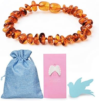 Rainbow Dove Baltic Amber Teething Bracelet Natural For Babies(Unisex) - Anti-inflammatory, Teething Pain Relief, Drooling, Fussiness Reduce Cognac 004