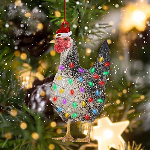 Wooden Christmas Tree Ornaments Christmas Scarf Chicken Holiday Party Decoration Christmas Outdoor Decorations(#01)