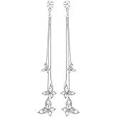 Silver Rhinestone Butterfly Tassel Earrings for Women Long Crystal Butterfly Wing Dangle Earrings Shiny Butterfly Insect Earrings Charm Jewelry Gift