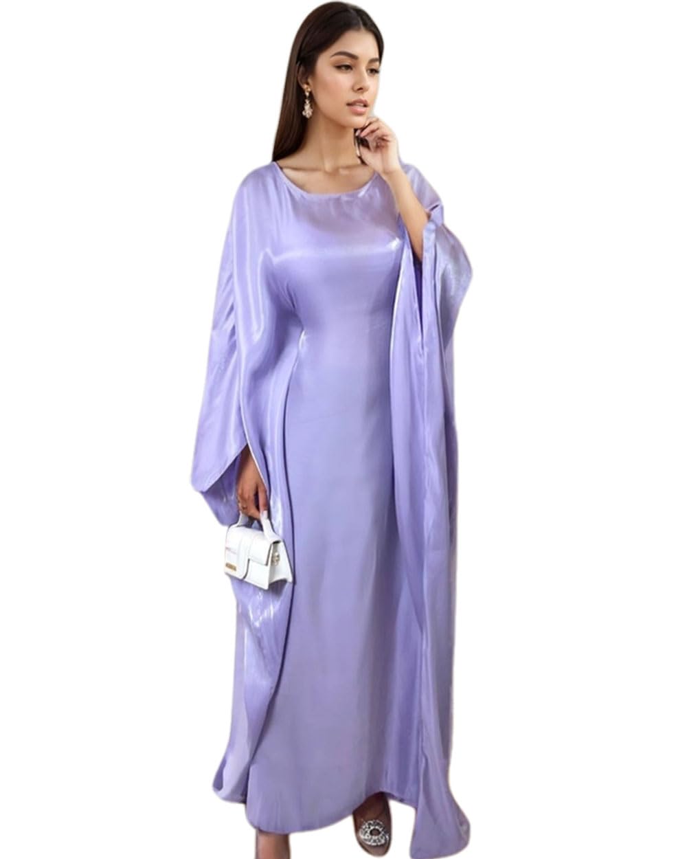 RLLJS Women Abaya Dress Ramadan Eid Summer Satin