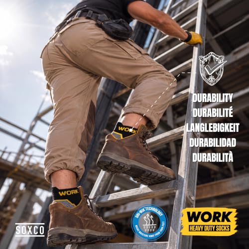 10 Paar Kurze Arbeitssocken Herren Schwarz | Gepolsterte Sneakersocken Knöchelsocken | DRI-WIK Feuchtigkeitsmanagement | Verstärkte Ferse & Spitze | Dura-Stretch Elastan | Größe 43-46