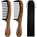 TecUnite 2 Pieces Hair Combs, Wide Tooth Hair Comb and Fine Tooth Hair Brush, Green Sandalwood Buffalo Horn Combs for Women, Men and Girls
