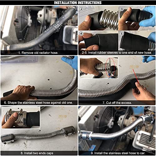Hypertune Universal 48" Stainless Steel Radiator Flexible Coolant Water Hose Kit With photo 8