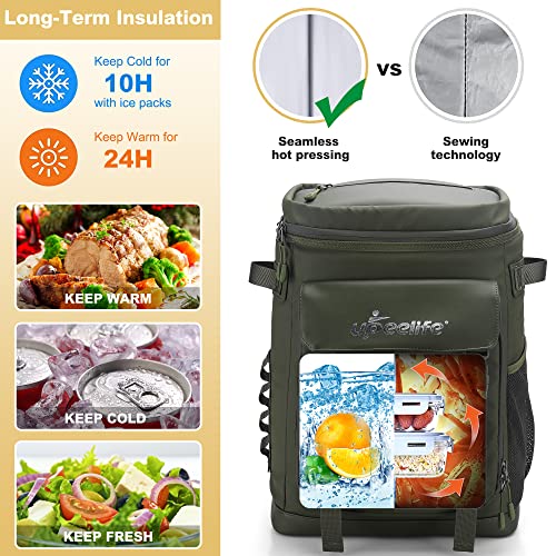 Upeelife Mochila Nevera Isotermica, 30L Grande Mochila Nevera Portatil Impermeable, Bolsa Picnic Termica Prueba de Fugas