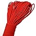 100ft Type III 7 Strand Core Paracord 550 Parachute (21# Red)