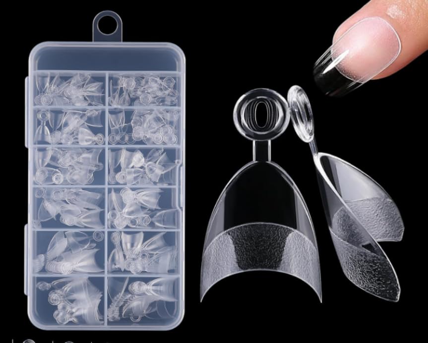 600Pcs Gel x Nail Tips, Clear Nail Tips, Nail Extensions, Short Almond Gel x Nail Tips Half Cover, French False Nails Tip Extensions, Artificial Fake Nails With Box, for Nail Salons and DIY Nail Art