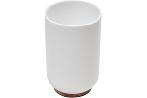 EVIDECO FRENCH HOME GOODS Bamboo-Based White Padang Vanity Bathroom Tumbler Cup - Ideal as Toothbrush Holder - 10 fl oz Capacity