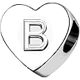 TGLS Heart Love A - Z Initial Letter Charm Birthday Mother's Day Gifts Alphabet Capital Name Beads Compatible with Pandora Charms Bracelets