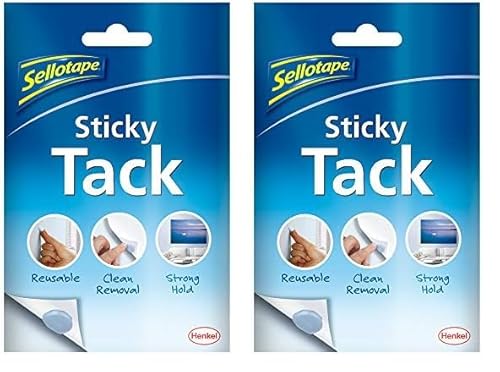 Sellotape 1792402 Sticky Tack for Home & Office, Reusable Adhesive, Stationery,Craft & Office Supplies,Poster Putty to hang Photos, Cards & More,1 x 45g,blue (Pack of 2)