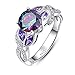BONLAVIE 3.6ct Women's Round Created Rainbow Topaz Ring Bezel Setting Marquise Fashion Statement Ring 925 Sterling Silver Engagement Rings for Women Best Gift for Mother and Grandma Size 5-10