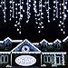 Hezbjiti LED Icicle Lights, 96 LED 18 Drops 9 FT 8 Modes Fairy String Lights Plug in Extendable Curtain Light String Christmas Lights for Bedroom Patio Yard Garden Wedding Party (Cold White)