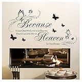 Witkey Because Someone We Love Is in Heaven Quotes Wall Stickers Decal Room Decor DIY