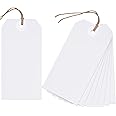 VGOODALL 120PCS White Shipping Tags, Manila Tags with String 4 3/4 x 2 3/8 inch Paper Hang Tags Cardstock Tags for Clothing Garage Luggage Shipping Labels, Large