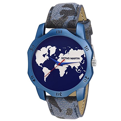 octivo martin analogue blue dial men's watch