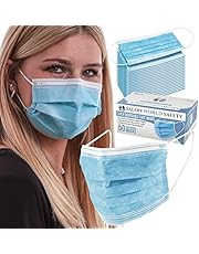 TCP Global Salon World Safety - Sealed Dispenser Box of 50 Face Masks Breathable Disposable 3-Ply Protective PPE with Nose Clip and Ear Loops