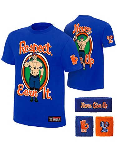 John Cena WWE Respect Earn It T-shirt Headband Wristbands Boys Juvy-YL (14-16)