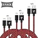 Auideas iPhone Cable,3Pack 3FT,6FT,10FT Nylon Braided Lightning Charger to Cable Data Syncing Cord Compatible with iPhone 7/7 Plus/6S/6S Plus,SE/5S/5,iPad,iPod Nano 7(Black Red)