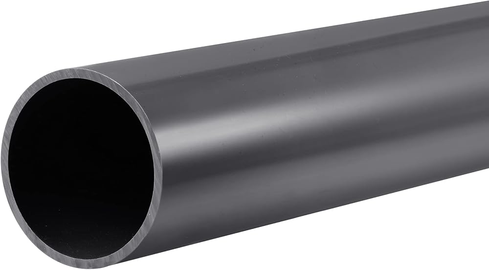 Sourcing Map PVC Rigid Tube 56.5mm ID 63mm OD 0.35m Dark Grey High Impact