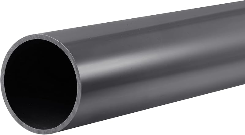 Sourcing Map PVC Rigid Tube 56.5mm ID 63mm OD 0.35m Dark Grey High Impact
