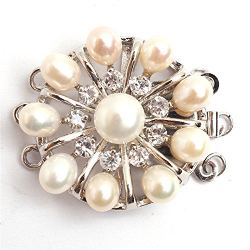 GEM-inside 1Piece Pearl Clasps 3-Strands 32mm Natural Shell Carved Flower Fresh Water Pearl Clasp For Jewellry Making Necklace Bracelet Jewelry Making (CA0172)
