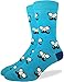 Good Luck Sock Men's Aqua Mustache with Glasses Crew Socks,Blue,Shoe Size 7-12