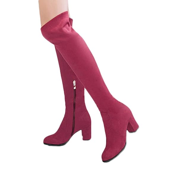 amazon red thigh high boots