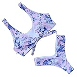 RUUHEE Women Floral Printed V Style Bottom Bow-Knot Bikini Top Bathing Suits 2 Piece Swimsuit