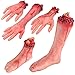 AW Halloween Severed Hands Feet Prank Props Bloody Broken Body Part Festival Decoration Party April Fool Day (Pack of 5) 2025
