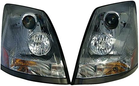Volvo VNL Chrome Headlight Set | Driver and Passenger Side | Fits Volvo VNL Trucks 2004–2015 | Wire Harness &amp; Halogen Bulb Included | Direct replacement for OEM 82329123 &amp; 82329127 | Areion