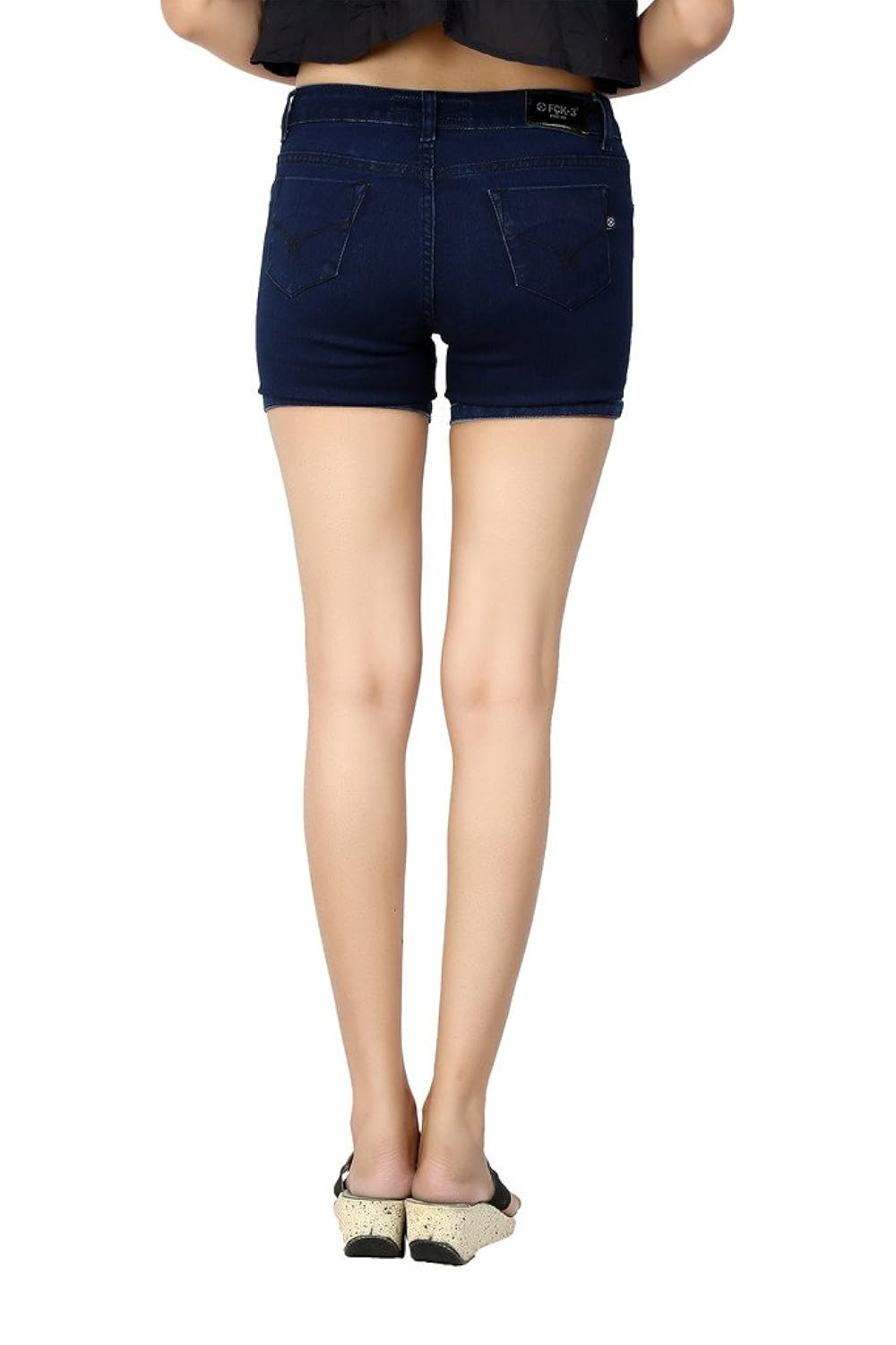 fck-3's stretchable silky denim shorts for women